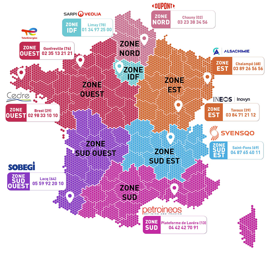 Carte des centres d'appui transaid